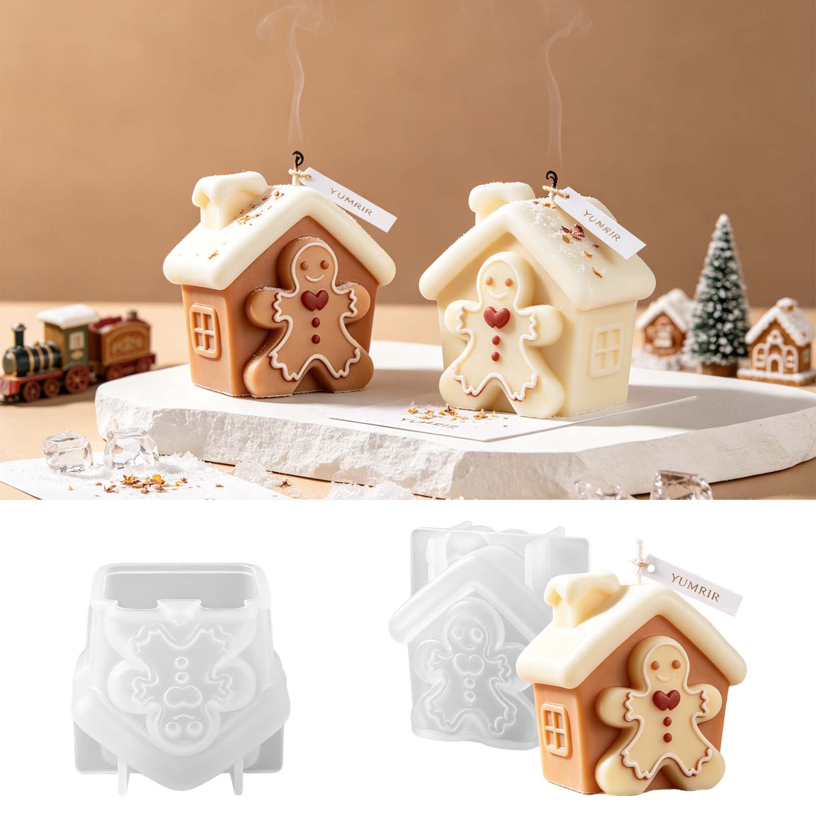 Candle Making Design - Christmas Gingerbread House Silicone Mold Easy