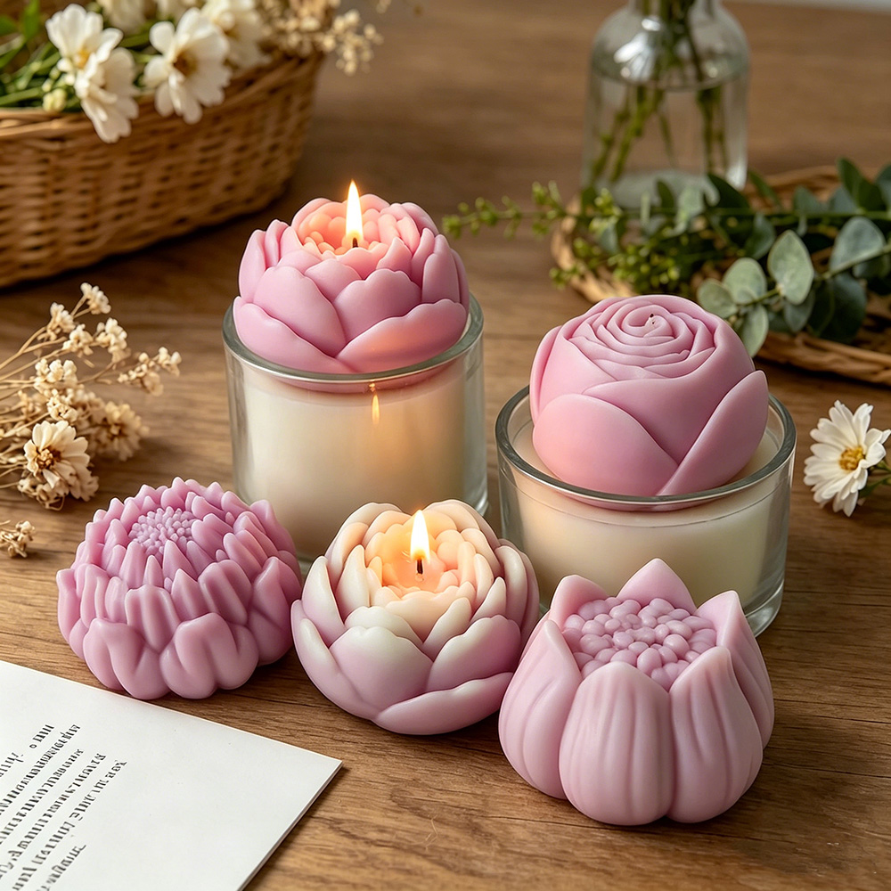 Candle Making Tips - 3D Flower Silicone Mold Peony Rose