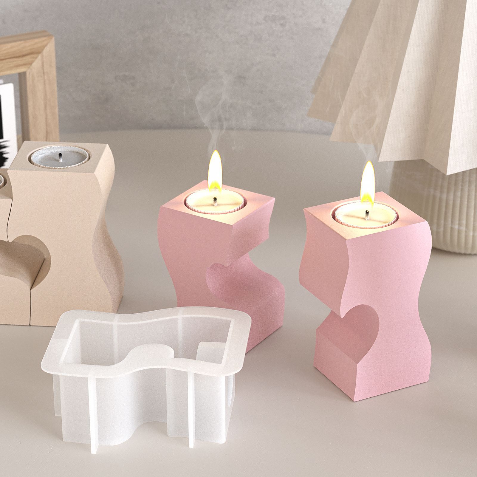 S Heart Candlestick Silicone M - đánh giá và giá Candle Making Tutorial