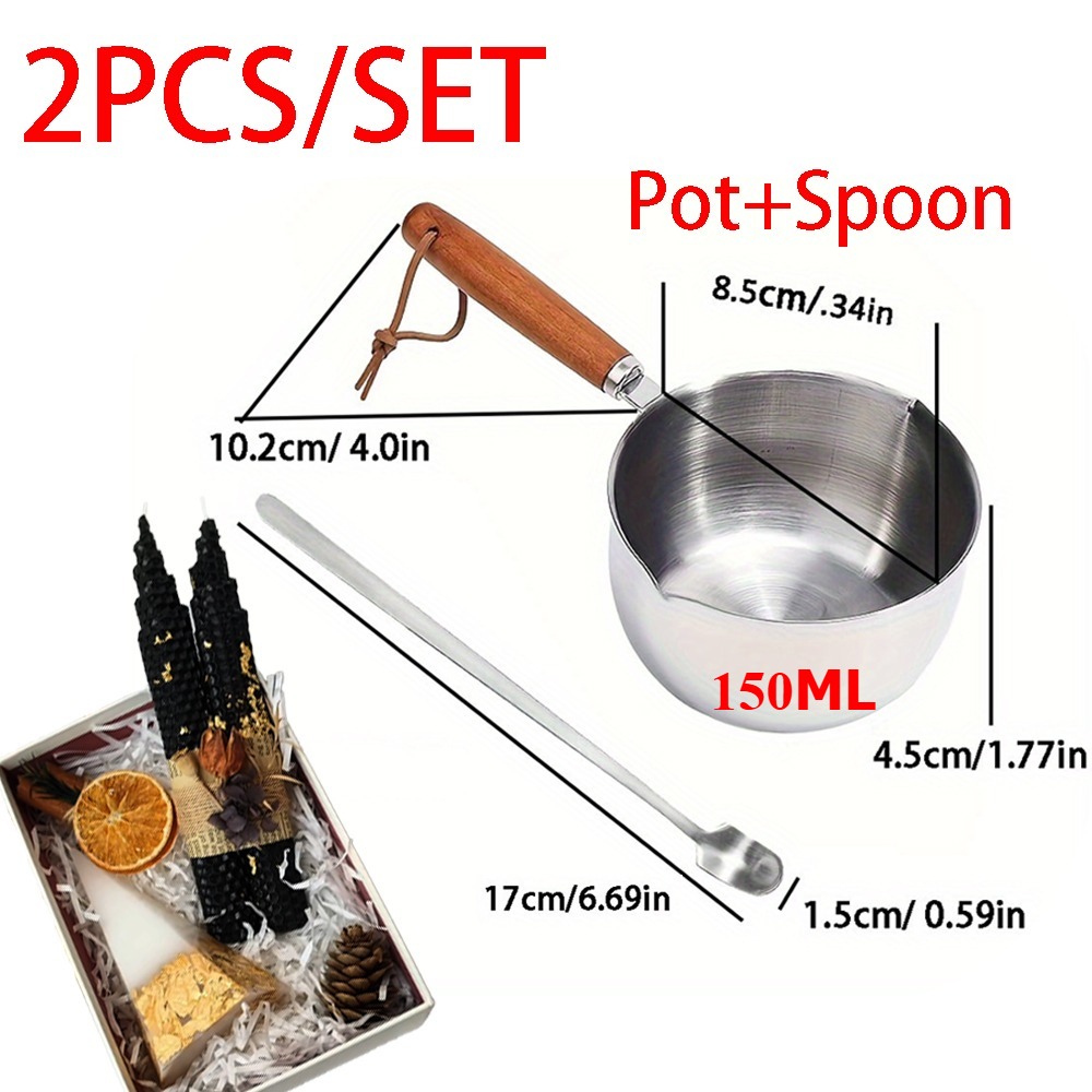 2PCS/SET Wood Handle Wax Melti - đánh giá và giá Candle Making Homewood