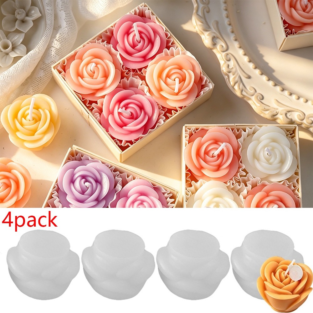 4pcs/set Rose Candle Silicone  - đánh giá và giá Candle Making Date