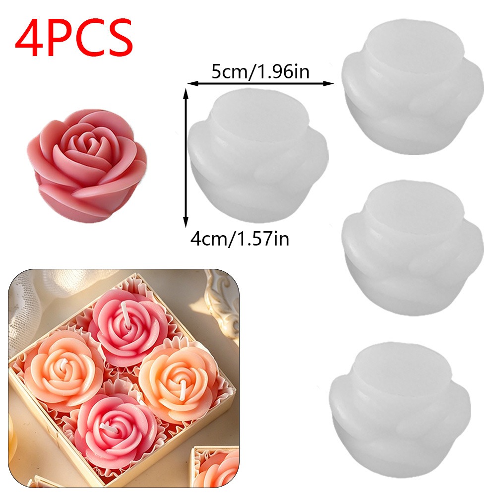 4pcs/set Rose Candle Silicone  - đánh giá và giá Candle Making Date