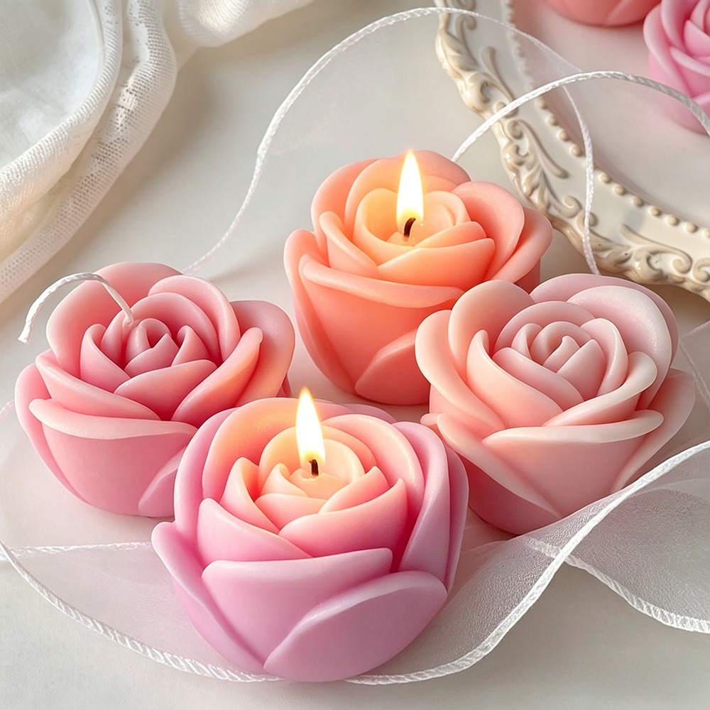 4pcs/set Rose Candle Silicone  - đánh giá và giá Candle Making Date