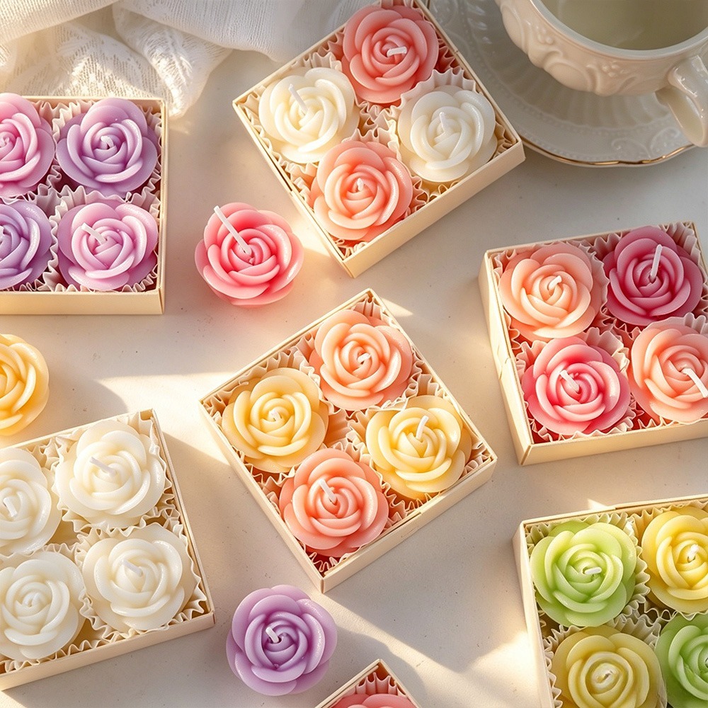 4pcs/set Rose Candle Silicone  - đánh giá và giá Candle Making Date